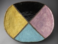 Jun Kaneko, "Untitled Platter" 1982, glaze, stoneware, 25 x 20.5".