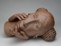 Gerit Grimm, "Female Head" 2015, ceramic, 11 x 18 x 13".